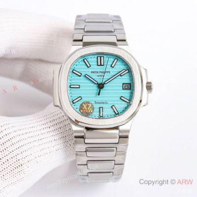 Swiss Grade Patek Philippe Nautilus Ladies 35.2mm Baby Blue Dial Steel Watch